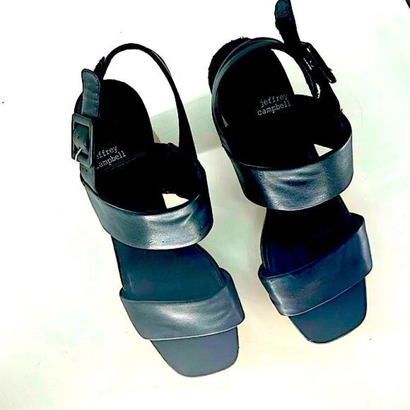 JEFFREY CAMPBELL Ammaly Black Slingback Platform Block Heel Sandal
 sz 9 - Picture 4 of 12